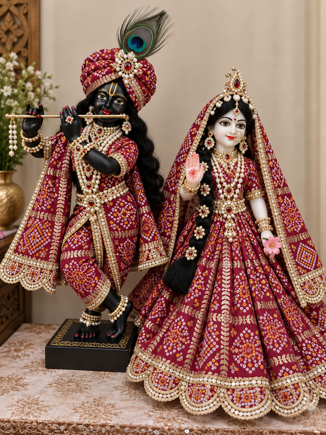 Radha Krishna Maroon Bandhani Dress Set – Without Buckram